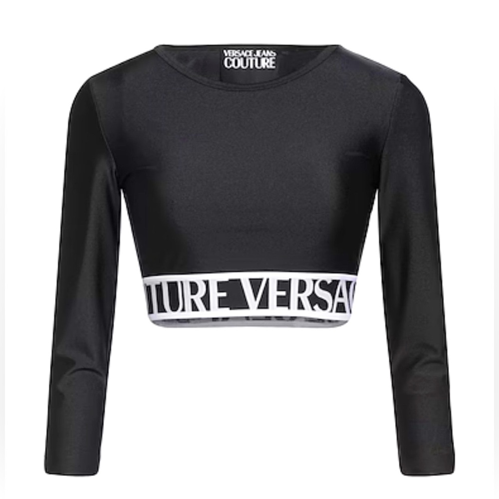 Versace jeans couture women’s black logo crop top size 2
